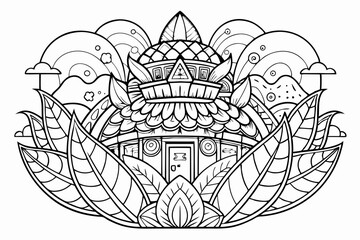 coloring page line art black sihouette vector