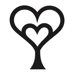 Heart-shaped tree silhouette design on a transparent background  