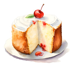 Digital technology chiffon cake watercolor design illustration