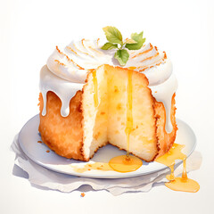 Digital technology chiffon cake watercolor design illustration