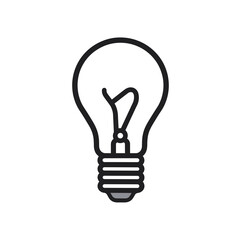 Light bulb outline illustration on transparent background  