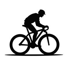 Obraz premium Cyclist silhouette riding bicycle on a transparent background 