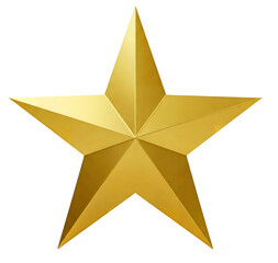 Obraz premium Shiny golden five-pointed star with 3D facets on white background