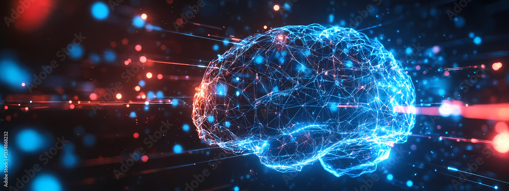 Wall mural neural brain network in a high-tech cyber space