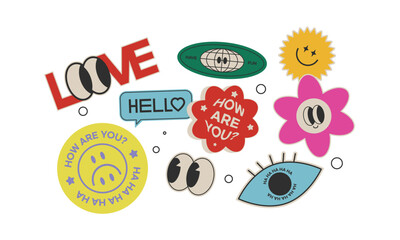 Retro Sticker Pack - Cute and Groovy Aesthetic Design Elements