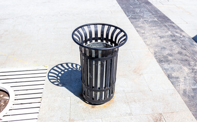 Garbage metal container for waste and trash at the city street