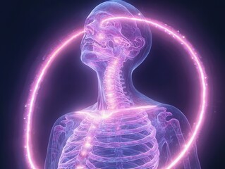Human Body Illuminated: Futuristic Medical Illustration of Anatomy and Health, Purple Glow