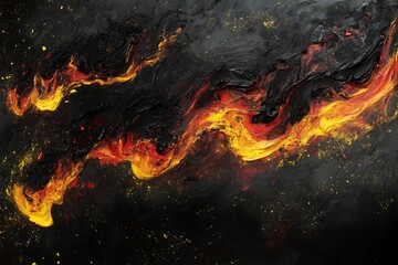 Fiery Abstract Flames on Dark Surface
