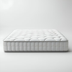 <title here> Modern Bedroom Interior: Luxurious White Bedding and Quilted Mattress for Restful Sleep and Comfort