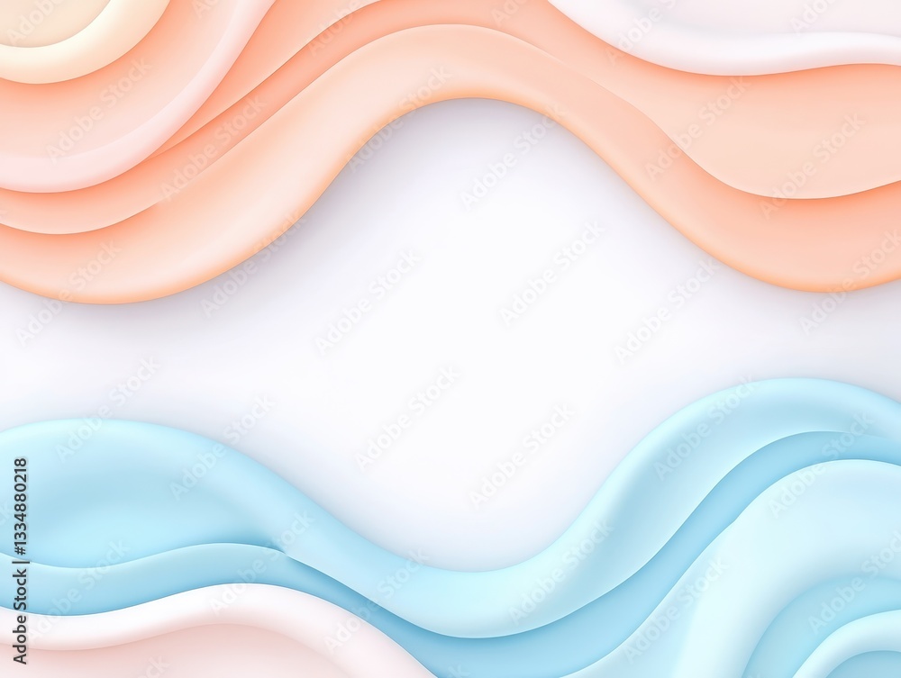 Poster abstract wavy background design in soft pastel colors with smooth layers
