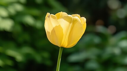 Yellow Tulip Blossom in Sunlight Close Up