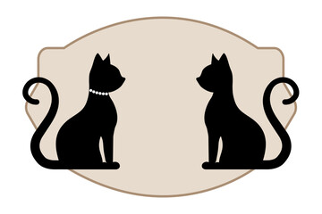 Cats shop logo template. label design elements for pet shop, zoo shop, pets care. Animal Sticker with copy space for your text. Vector illustration isolated on white background