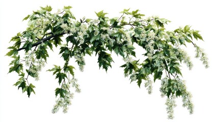 Obraz premium Maple tree featuring vibrant floral details, perfect for complementing seasonal eco-focused artwork or botanical illustrations.