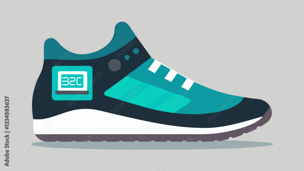 Poster responsive footwear sneakers that adjust their cushioning and design patterns according to the terra