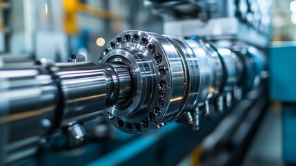 Fototapeta premium Precision machinery component during fabrication process in a modern industrial facility