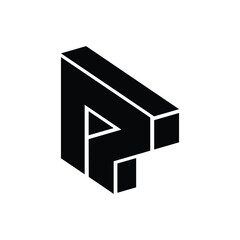 Impossible Black geometric object isometrically illustrated