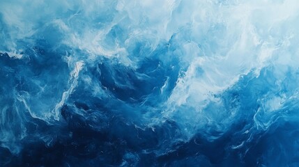 Abstract ocean waves in shades of blue capturing the movement of water in a dynamic, swirling display