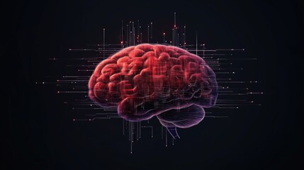 Cybernetic brain with digital neural connections and data streams for futuristic technology representation 