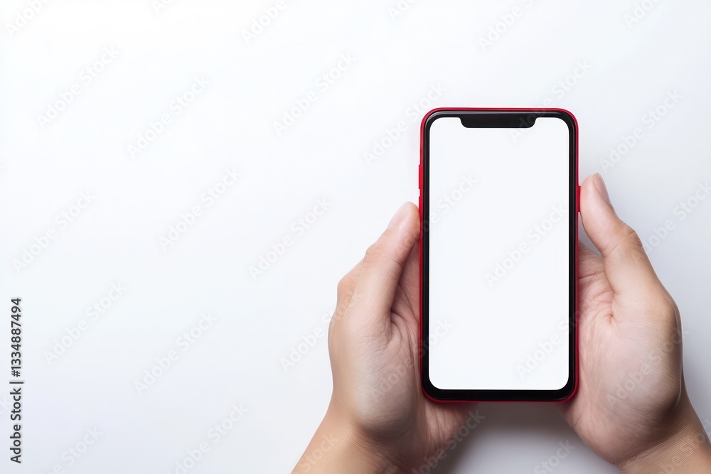 Aufkleber smartphone featuring a white screen template, ideal for creating clean ui mockups.