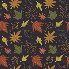 Fototapeta premium Botanical seamless pattern. Hand drawn vector illustration. Vector for design textile and paper. 