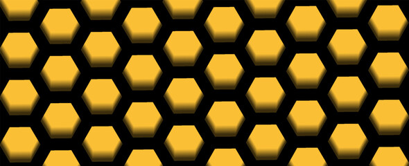 Yellow hexagon geometric background, minimal honeycomb pattern wallpaper, 3d illustration vector