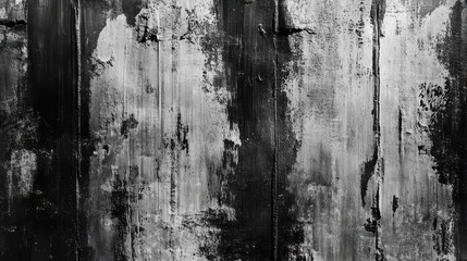 Fototapeta premium Textured Black and White Grunge Wall with Worn Surface and Pattern