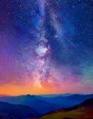 Fototapeta premium カラフルで美しい夜空