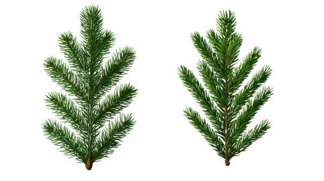 Realistic Pine Tree Branches Isolated on White Background