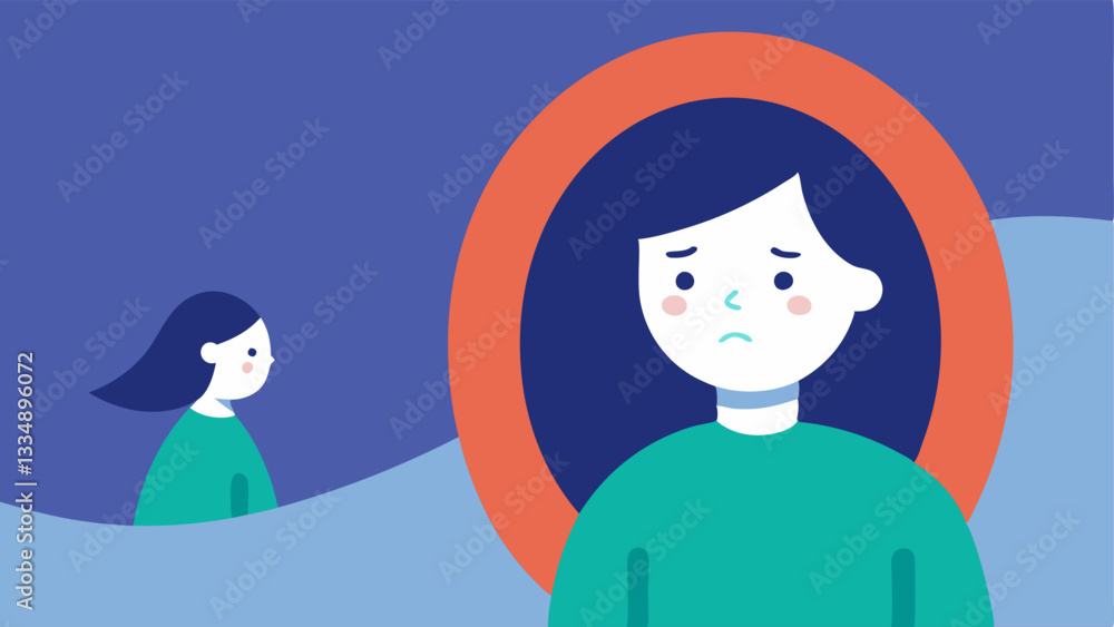 Poster mirror reflection design a character looking into a mirror where their reflection is adorned with un