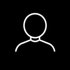 Person icon in black background: simple and minimalist design of a human figure in silhouette, representing concepts of identity, communication, and technology.