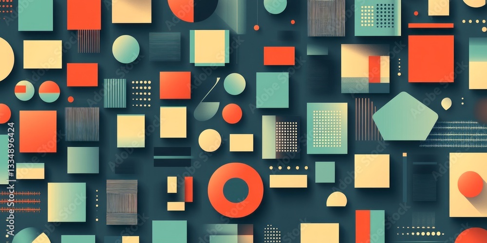 Aufkleber colorful geometric shapes arranged in a patterned abstract presentation