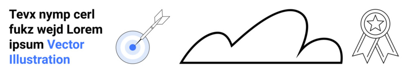 Target with arrow, cloud outline, and badge with star highlight goals, success, and achievement. Ideal for themes thumbs up productivity, ambition, growth, teamwork excellence inspiration simple