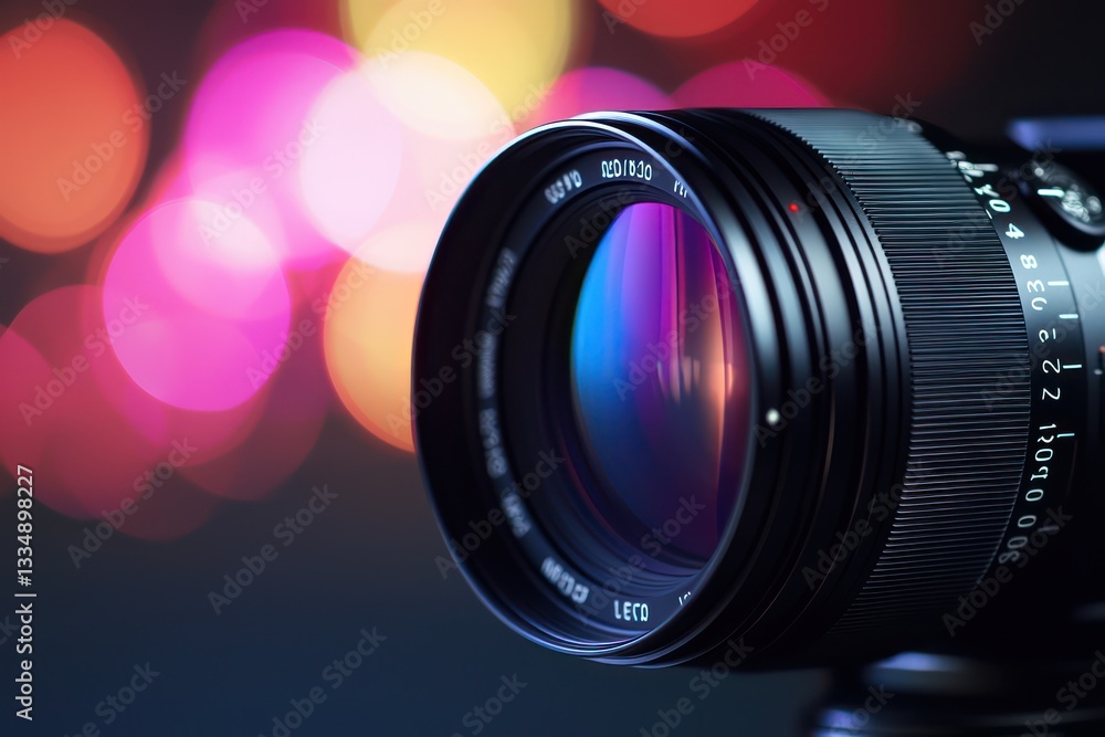 Aufkleber bokeh effect overlays softly on a dark gradient background.