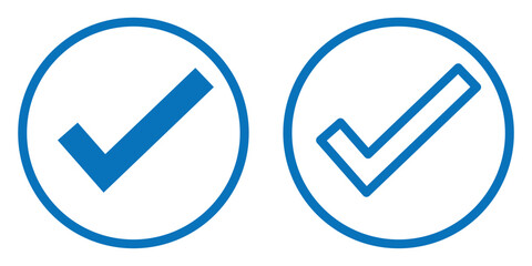 Verified check mark icon set. blue check marks symbol. Circle and square tick symbol. Quality sign icon. Checklist and approval check flat style. Approval checks flat style for web, ui, ux design.