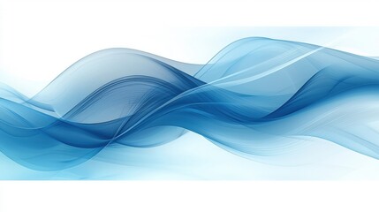 Elegant Blue Waves Flowing Across a Soft White Background for Abstract Design Concepts