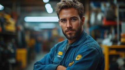 Confident male mechanic in workshop