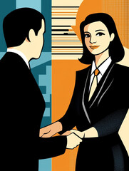 An illustration depicting a business handshake.