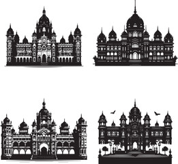 Fototapeta premium palace silhouette vector set 