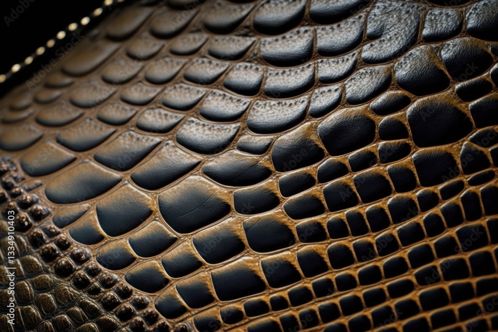 Poster sophisticated close-up of a dark brown reptile hide showing its distinctive scale pattern and rich c