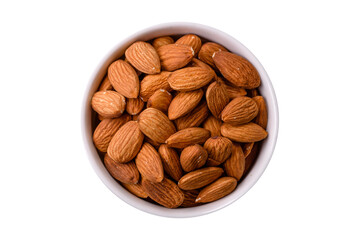 Roasted or raw peeled almonds in bowl