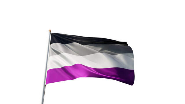 asexual pride flag on a transparent background, waving in the wind, lgbt flag with no background, tall flagpole, lgbtqia, queer, symbol of the ace pride, tolerance, love, transparent png, alpha