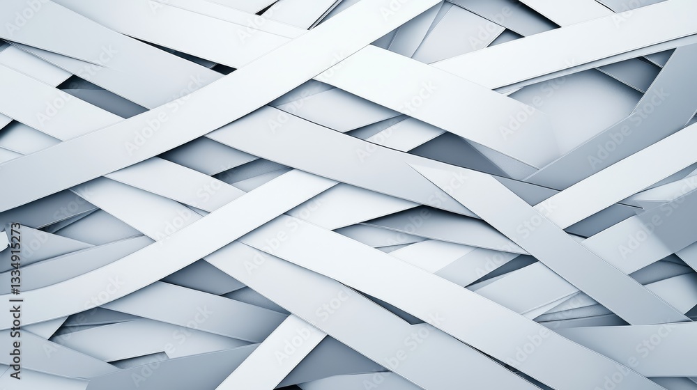 Aufkleber abstract white intertwined stripes - complex geometric pattern of overlapping white stripes creating