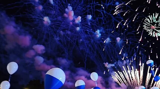fireworks in the skyfireworks, sky, celebration, night, colorful, explosion, light, festival, sparkle, glowing, bright, display, event, holiday, New Year, Independence Day, party, joy, excitement, bea