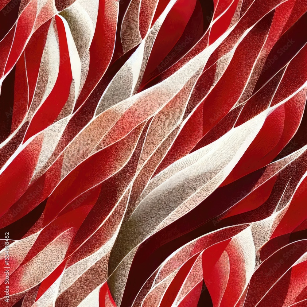 Poster swirling abstract background in shades of red and beige with textured surface and smooth white lines