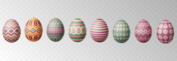 Easter egg. Eggs character set isolated on png backgraund. Cute eggs, spring festive concept. Cartoon holiday vector character.