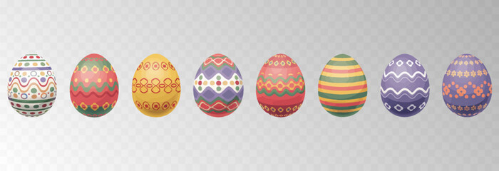 Easter egg. Eggs character set isolated on png backgraund. Cute eggs, spring festive concept. Cartoon holiday vector character.