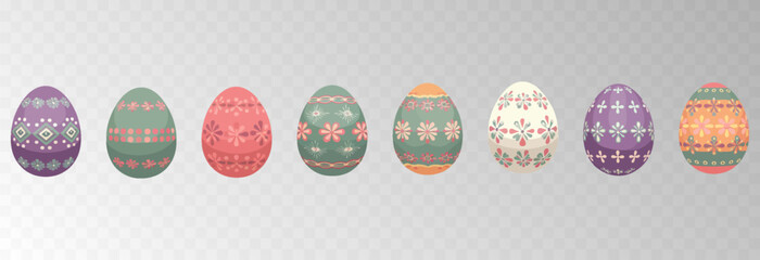 Easter egg. Eggs character set isolated on png backgraund. Cute eggs, spring festive concept. Cartoon holiday vector character.