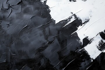 Obraz premium Black and White Abstract Texture - Bold black and white paint strokes create a dramatic abstract texture. Perfect for backgrounds or design elements