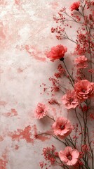 Delicate pink flowers arranged artistically on a textured backdrop showcasing nature's beauty and elegance