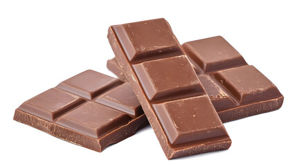 Three chocolate bars stacked on top of each other. The bars are square and brown. Concept of indulgence and pleasure, as chocolate is often associated with comfort and happiness